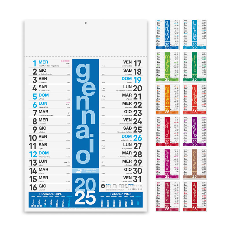 CALENDARIO 2024 OLANDESI Olandese da Muro Rosso Verde Blu Numeri