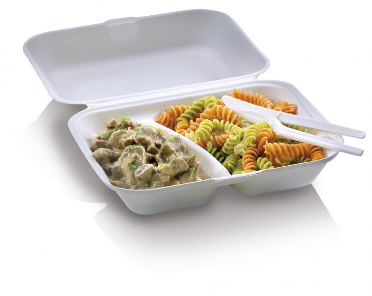 Food Box in polpa di cellulosa due scomparti con coperchio 650 ml 23,5x19,5x7,5 cm