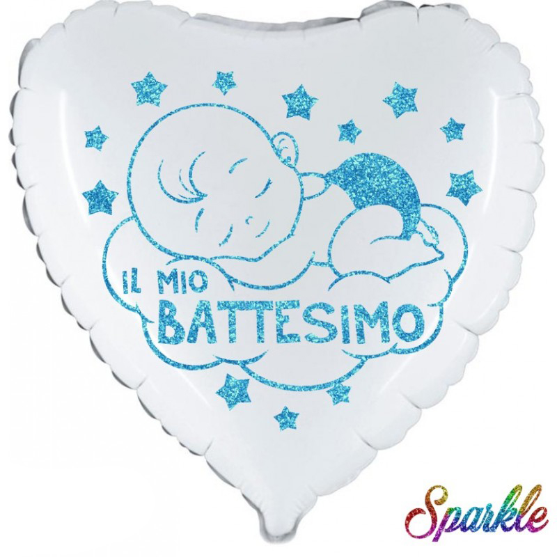 Battesimo Bimbo Sparkle (18”) Bianco