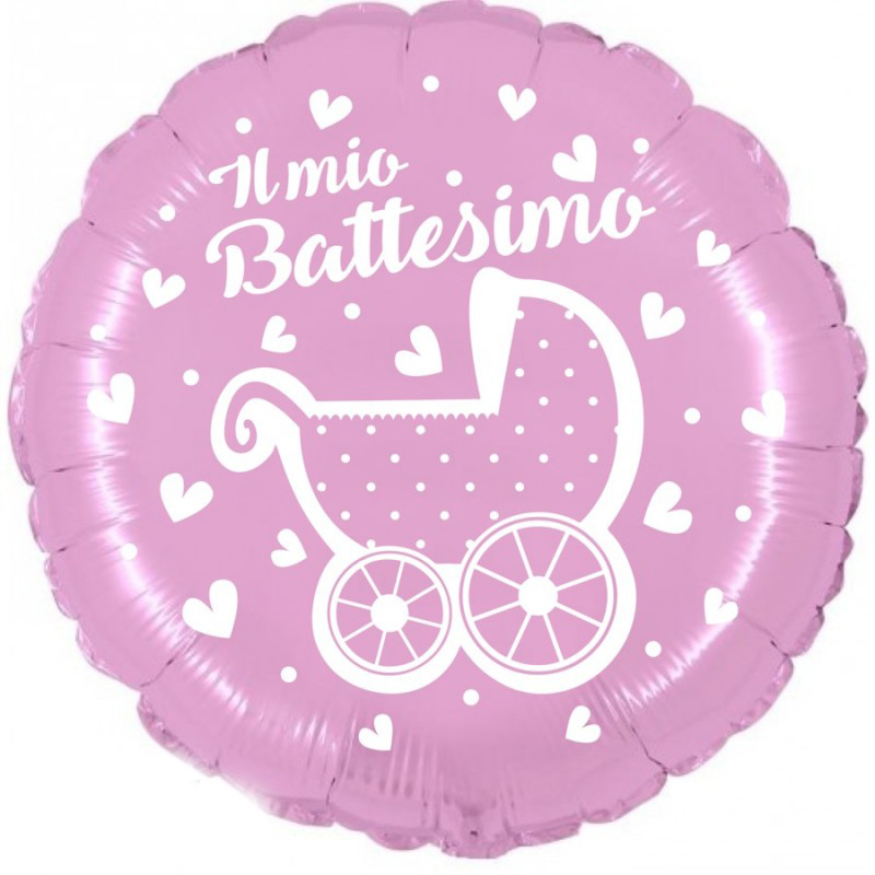 Battesimo Carrozzina Bimba (18”) Rosa