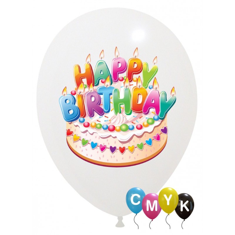 12" Happy Birthday - Full Color Torta (CMYK)