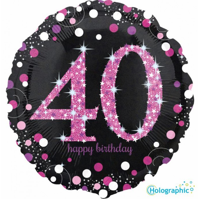 40 Compleanno Scintillante Rosa (18”)