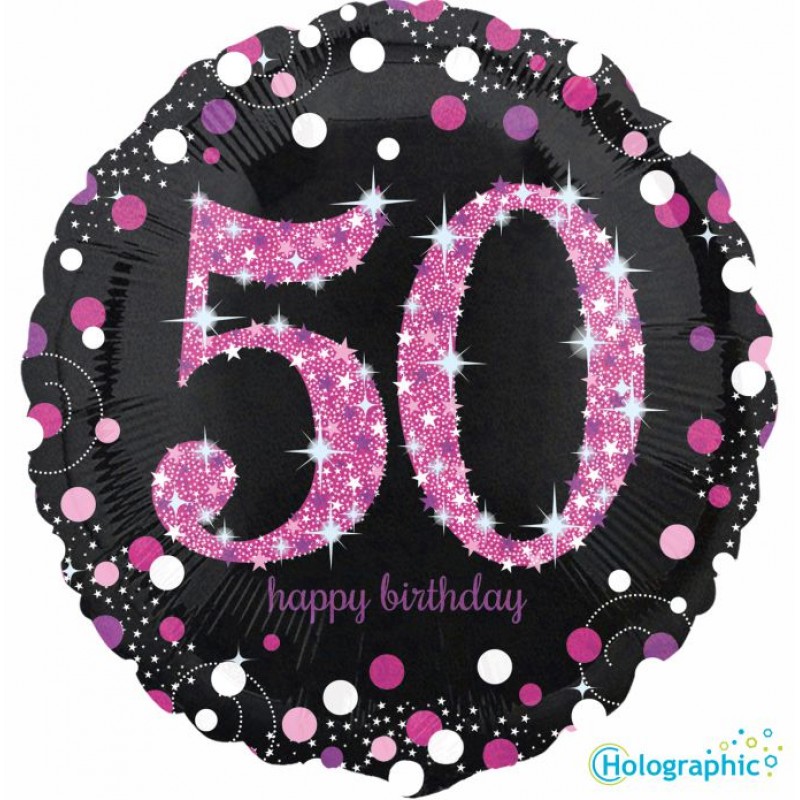 50 Compleanno Scintillante Rosa (18”)