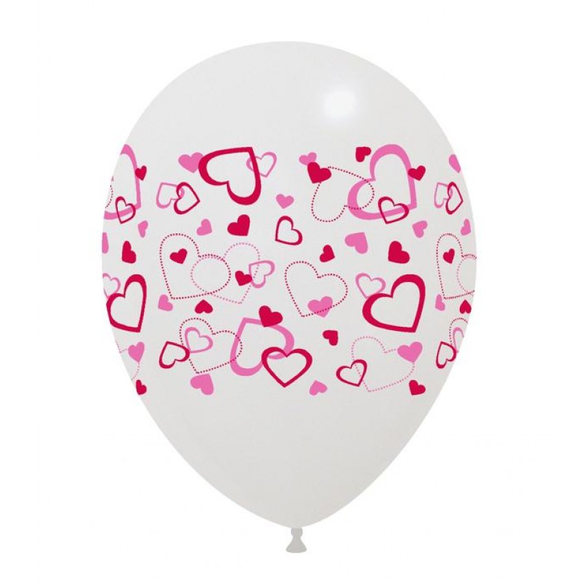 Palloncini Decorati 12" Cuoricini 2 Colori