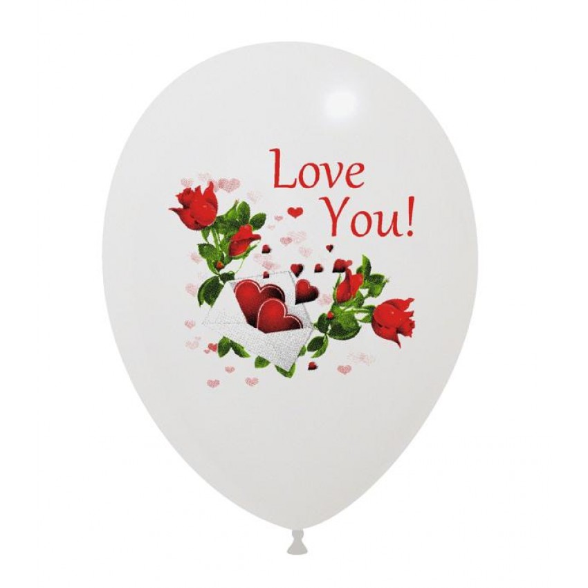 Palloncini Decorati 12" Messaggio d Amore 3 Colori