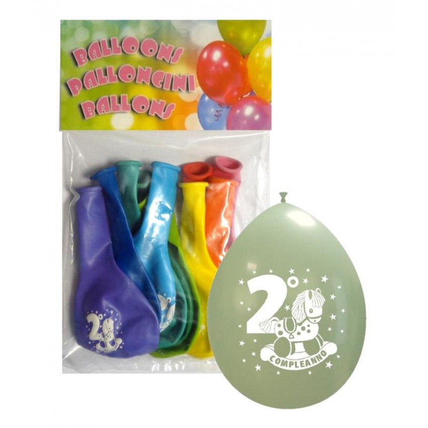 Palloncini 10" Confezionati " 2° Compleanno "
