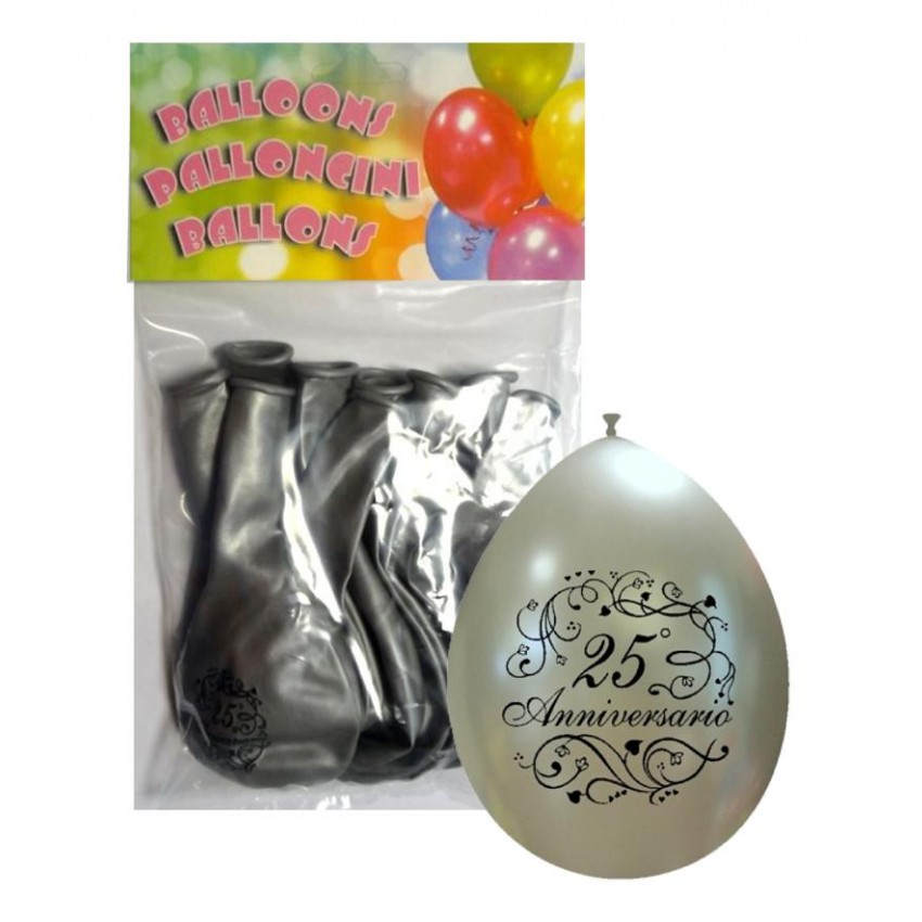 Palloncini 10" Confezionati " 25° Anniversario "