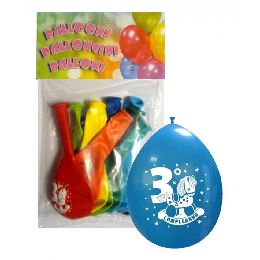 Palloncini 10" Confezionati " 3° Compleanno "