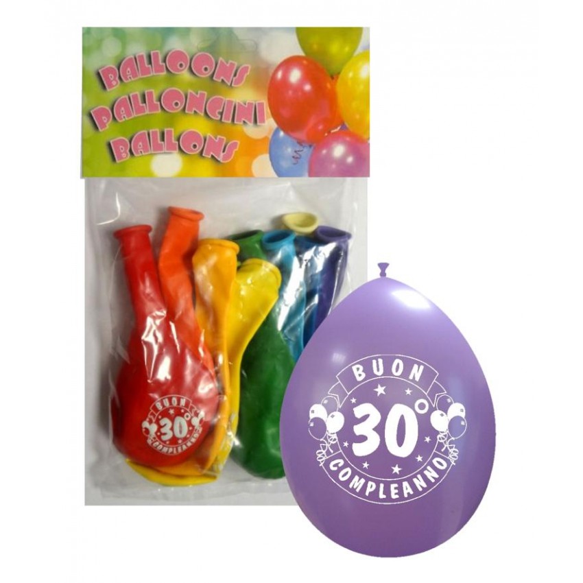 Palloncini 10" Confezionati " 30° Compleanno "