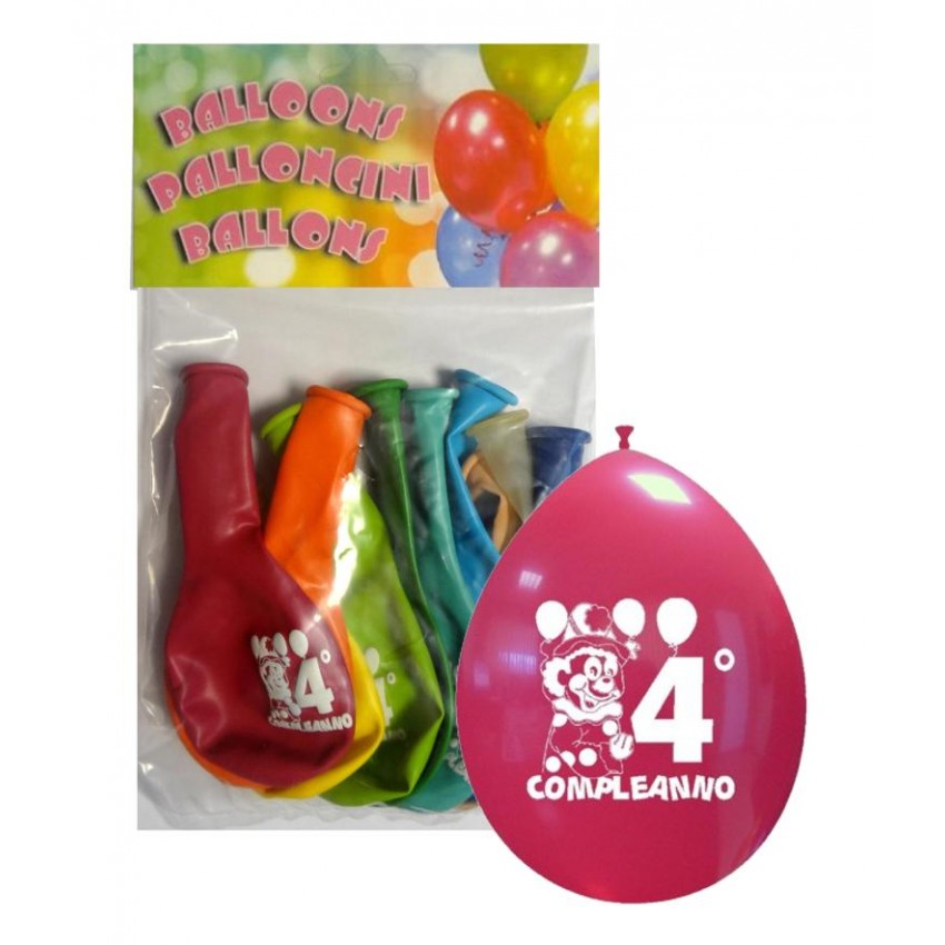 Palloncini 10" Confezionati " 4° Compleanno "