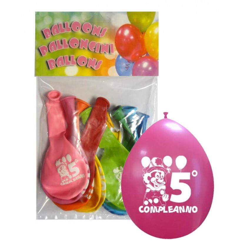 Palloncini 10" Confezionati " 5° Compleanno "