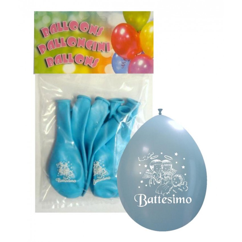 Palloncini 10" Confezionati " Battesimo " Celeste