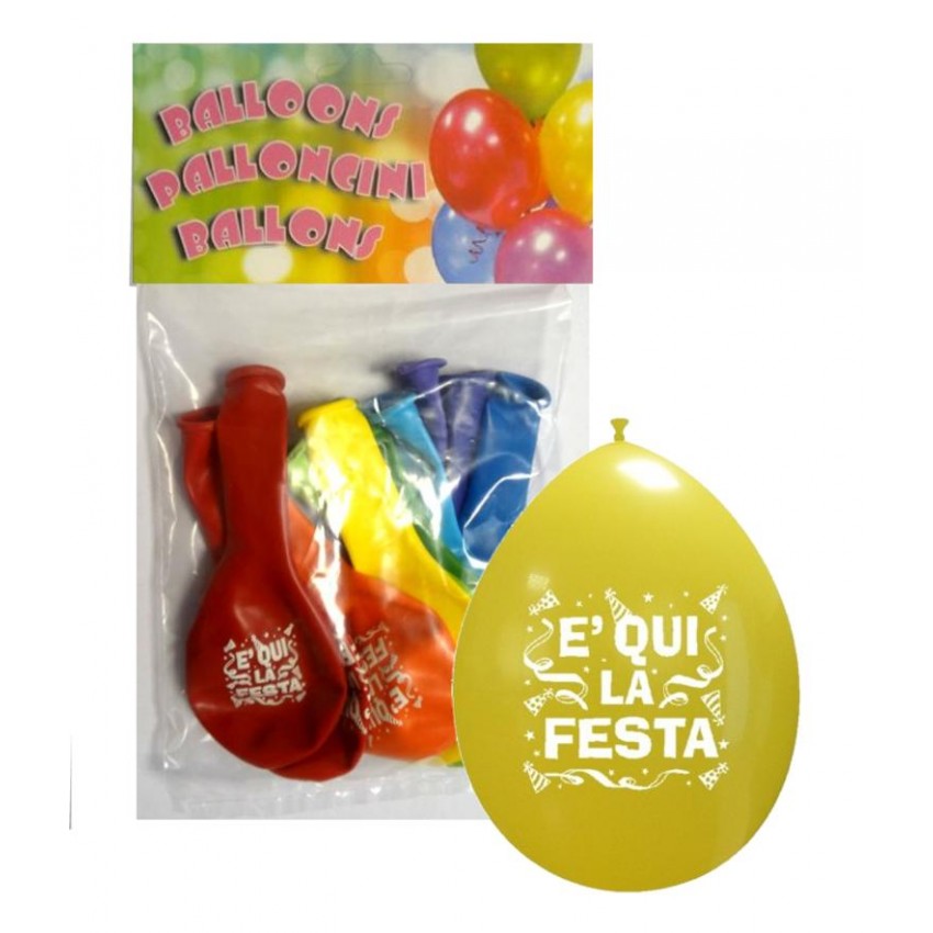 Palloncini 10" Confezionati " E qui la Festa "