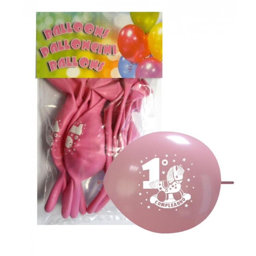 Palloncini LINK Confezionati " 1° Compleanno " Rosa