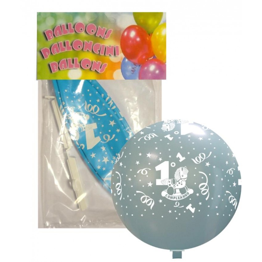 Palloncini PT/220 Confezionati " 1° Compleanno " Celeste