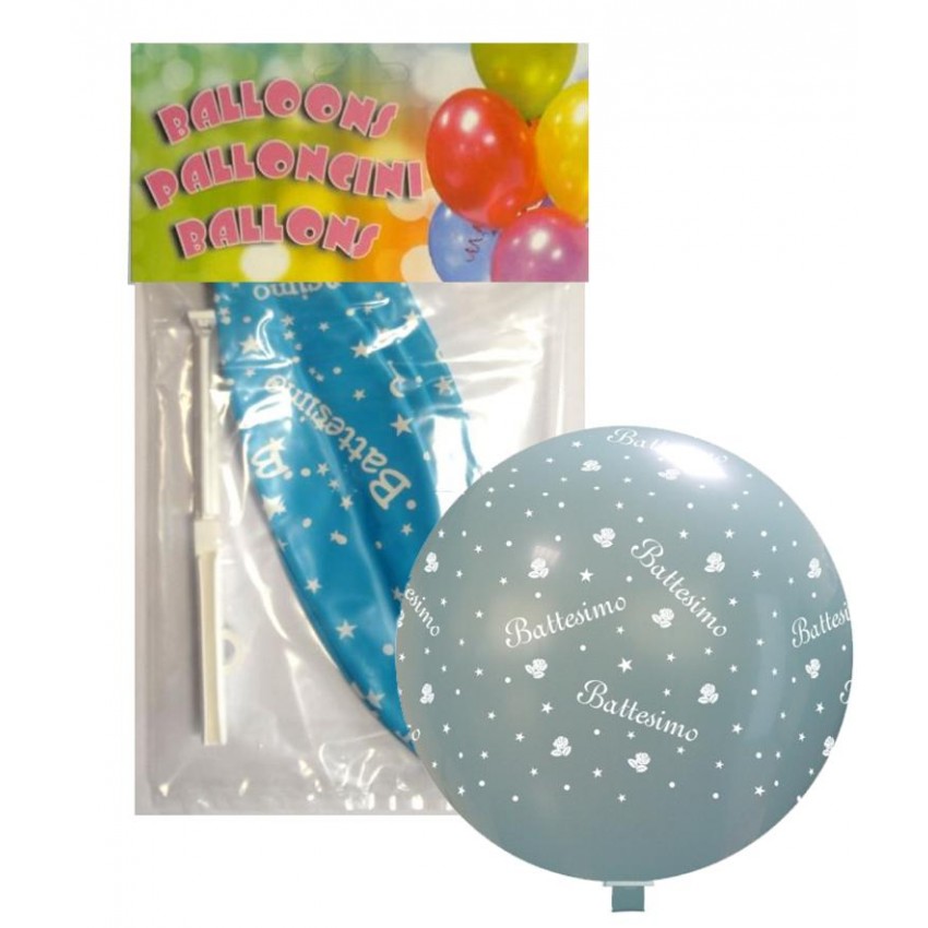 Palloncini PT/220 Confezionati " Battesimo " Celeste
