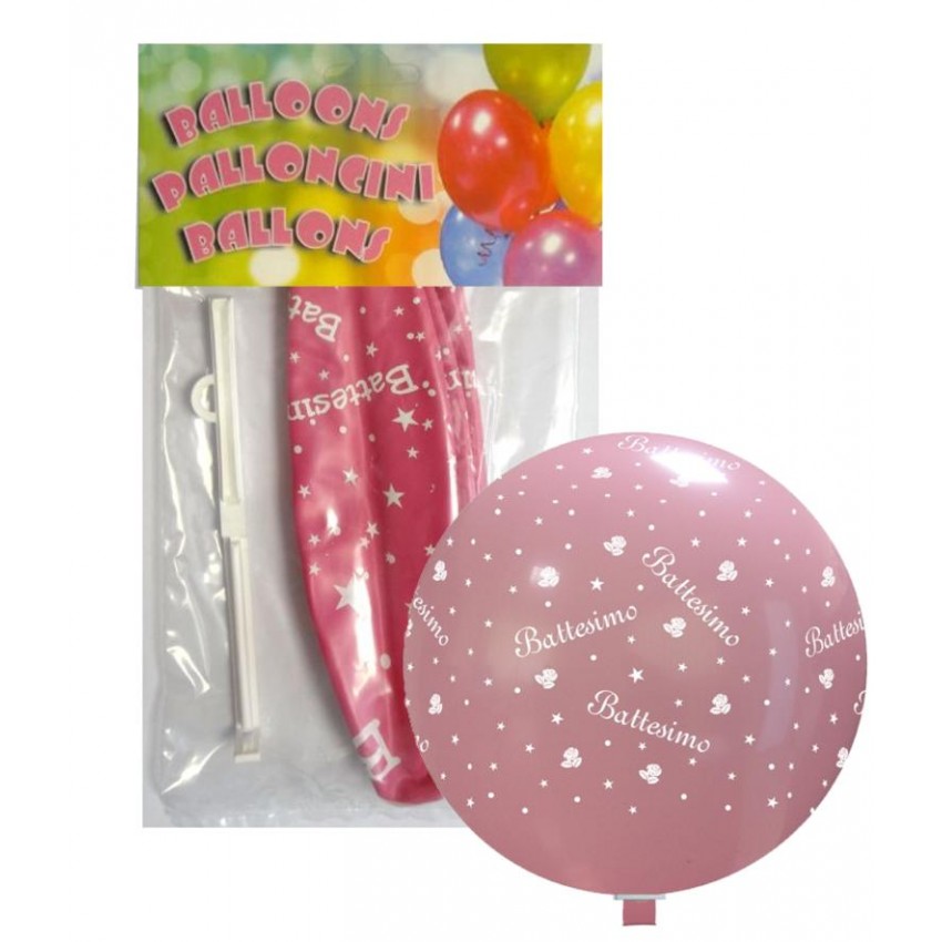 Palloncini PT/220 Confezionati " Battesimo " Rosa