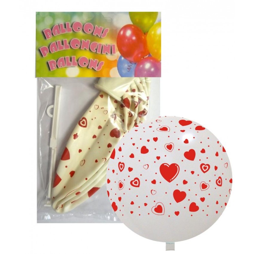 Palloncini PT/220 Confezionati " Cuori " Bianco